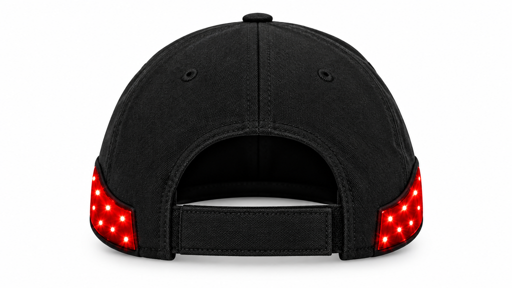 Red Light Therapy Cap - 3/4 angle view on white background