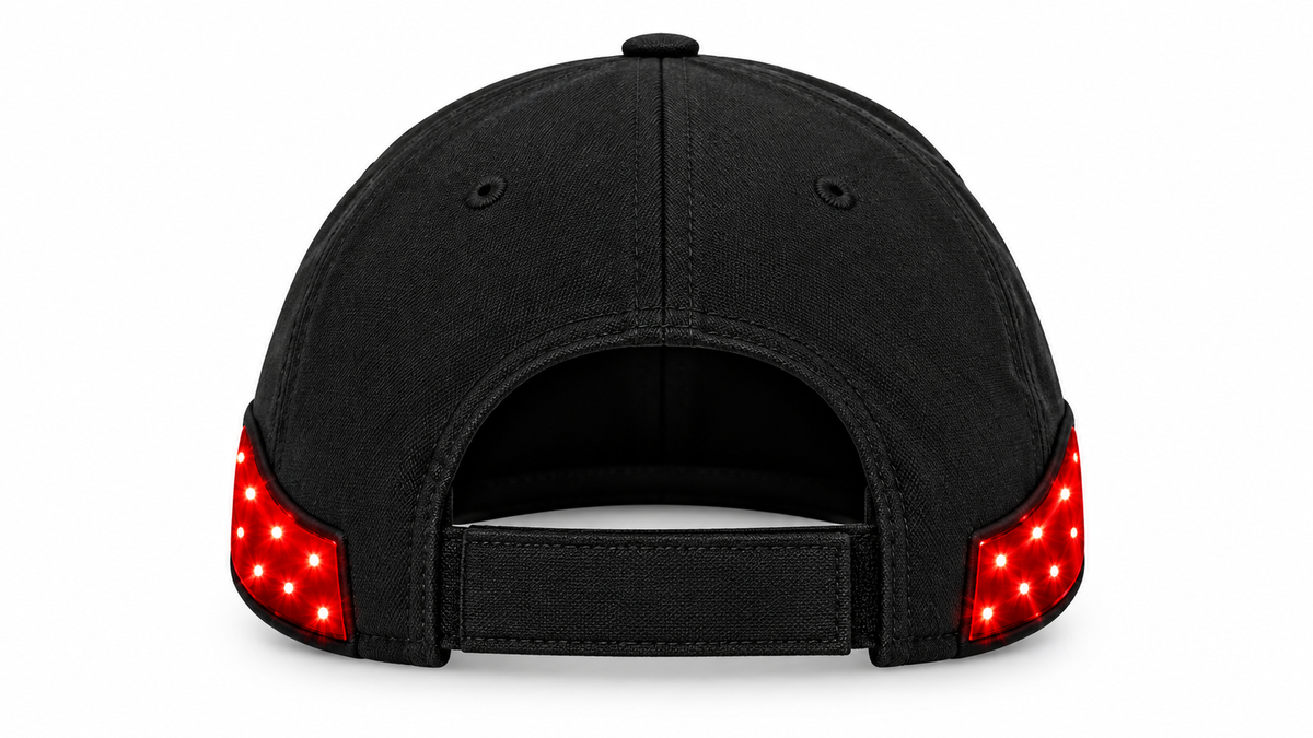 Red Light Therapy Cap - 3/4 angle view on white background