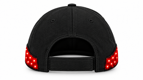 Red Light Therapy Cap - 3/4 angle view on white background