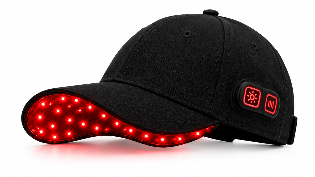 Red Light Therapy Cap - back view on white background